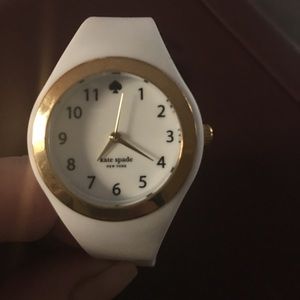 Kate Spade rubber white watch, gold accents NEW